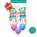 Happy Birthday Gift Box Helium Balloon Set of 6 (Dual Gift Box Supershape + 2 Happy Birthday Round Foil + 3 Best Day Ever Balloons) | Pre-Inflated & Delivered | Birthday Decoration