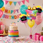 Happy Birthday Gift Box Helium Balloon Set of 6 (Supershape Gift Box + 2 Round Happy Birthday Foil 18 Inch + 3 Printed Balloons) | Pre-Inflated & Delivered | Birthday Decoration - Image 4