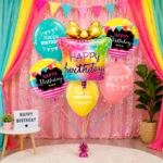 Happy Birthday Gift Box Helium Balloon Set of 6 (Supershape Gift Box + 2 Round Happy Birthday Foil 18 Inch + 3 Printed Balloons) | Pre-Inflated & Delivered | Birthday Decoration - Image 2