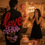 L-o-v-e Ballloon Bouquet with Pink & Silver Designer Balloons | Air Filled and Ready Delivery - Image 4