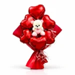 Red Heart Teddy Foil Balloon Bouquet | Pre Filled & Delivered Inflated | Anniversary or Surprise Gift Bouquet - Image 2