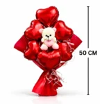 Red Heart Teddy Foil Balloon Bouquet | Pre Filled & Delivered Inflated | Anniversary or Surprise Gift Bouquet - Image 3