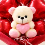 Red Heart Teddy Foil Balloon Bouquet | Pre Filled & Delivered Inflated | Anniversary or Surprise Gift Bouquet - Image 4