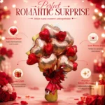 Rose Gold & Red Heart Foil Balloon Bouquet Set | Air Filled & Delivered Inflated | Romantic & Surprise Gift Bouquet - Image 3