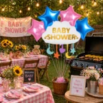 Baby Shower Cloud Shaped Helium Balloon Set of 5 (Supershape Cloud + 2 Gold Star + 2 Silver Star Balloons) | Pre-Inflated & Delivered | Baby Shower Decoration - Image 3