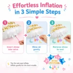Baby Shower Cloud Shaped Helium Balloon Set of 5 (Supershape Cloud + 2 Gold Star + 2 Silver Star Balloons) | Pre-Inflated & Delivered | Baby Shower Decoration - Image 4
