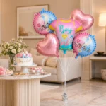 Baby Shower Helium Filled Balloon Bouquet Set of 5 | Blue & Pink Baby Welcome Balloons | Pre-Inflated Decoration for Newborn Celebration - Image 4