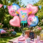 Baby Shower Helium Filled Balloon Bouquet Set of 5 | Blue & Pink Baby Welcome Balloons | Pre-Inflated Decoration for Newborn Celebration - Image 3