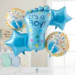 It’s a Boy Feet Shaped Helium Balloon Set of 5 (Baby Feet + Welcome Baby Boy + Blue Star Balloons) | Pre-Inflated & Delivered | Baby Shower Decoration - Image 4