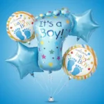 It’s a Boy Feet Shaped Helium Balloon Set of 5 (Baby Feet + Welcome Baby Boy + Blue Star Balloons) | Pre-Inflated & Delivered | Baby Shower Decoration - Image 2