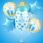 It’s a Boy Bottle Shaped Helium Balloon Set of 5 (Baby Bottle + Welcome Baby Boy + Blue Star Balloons) | Pre-Inflated & Delivered | Baby Shower Decoration - Image 2