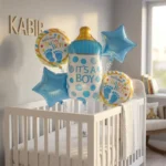 It’s a Boy Bottle Shaped Helium Balloon Set of 5 (Baby Bottle + Welcome Baby Boy + Blue Star Balloons) | Pre-Inflated & Delivered | Baby Shower Decoration - Image 3