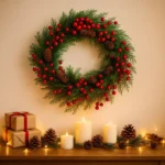 Christmas Wreath with Red Cherries 18”