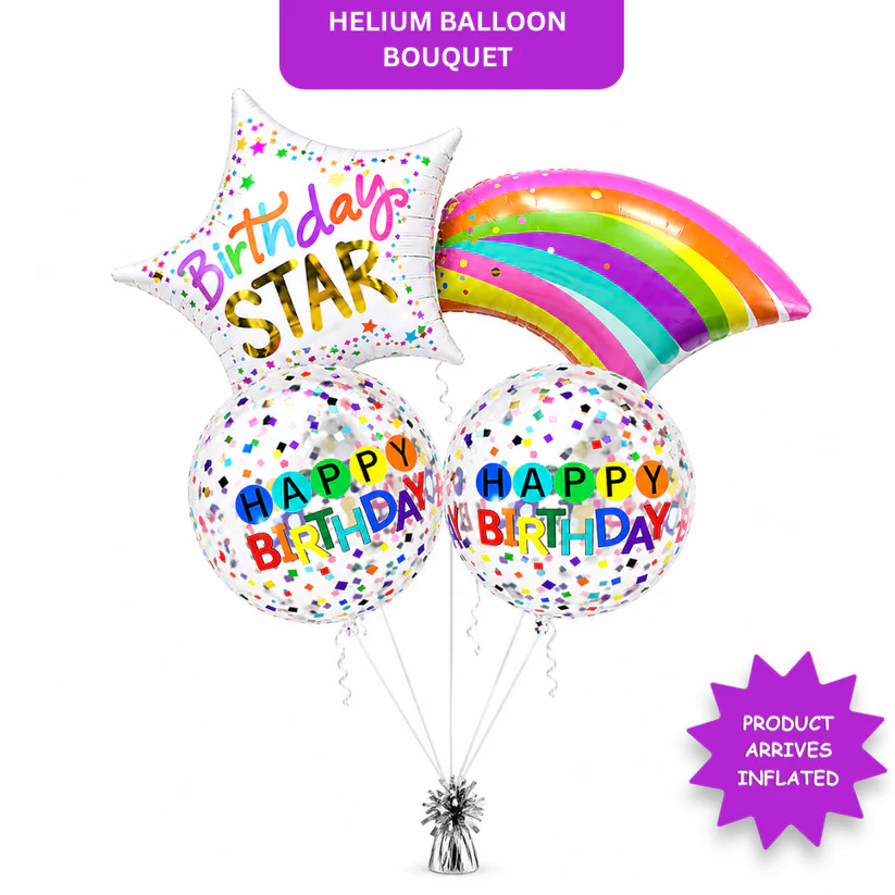 H704260You_remyBirthdayStarHeliumFilledBalloonBouquet_4 You're my Birthday Star Helium Filled Balloon Bouquet Set of 3 - Image 1