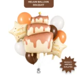 The Yummy Dripping Chocolate Cake Helium Filled Balloon Bouquet Set of 9PC | Pre-Inflated & Delivered | Birthday Decoration