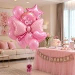 It's a Girl Baby Announcement Balloon Set of 10 | Pink Bow Shaped Balloon | Helium Filled & Delivers Inflated - Image 2