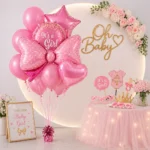It's a Girl Baby Announcement Balloon Set of 10 | Pink Bow Shaped Balloon | Helium Filled & Delivers Inflated - Image 3