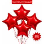 Red Star Shape Foil Balloons (18 Inch, Pack of 4) Helium Filled & Delivered Inflated